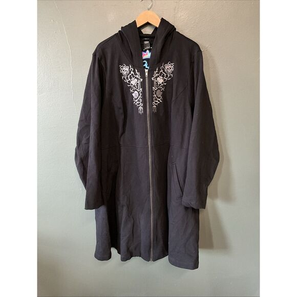 Torrid Disney Villains Crest Black Fleece Zip Hoodie 5X Plus Ursula Maleficent - Picture 1 of 5